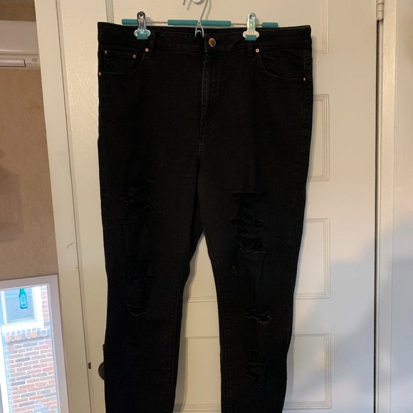 Asos Curve High Rise Ripped Skinny Jeans - Picture 2 of 9